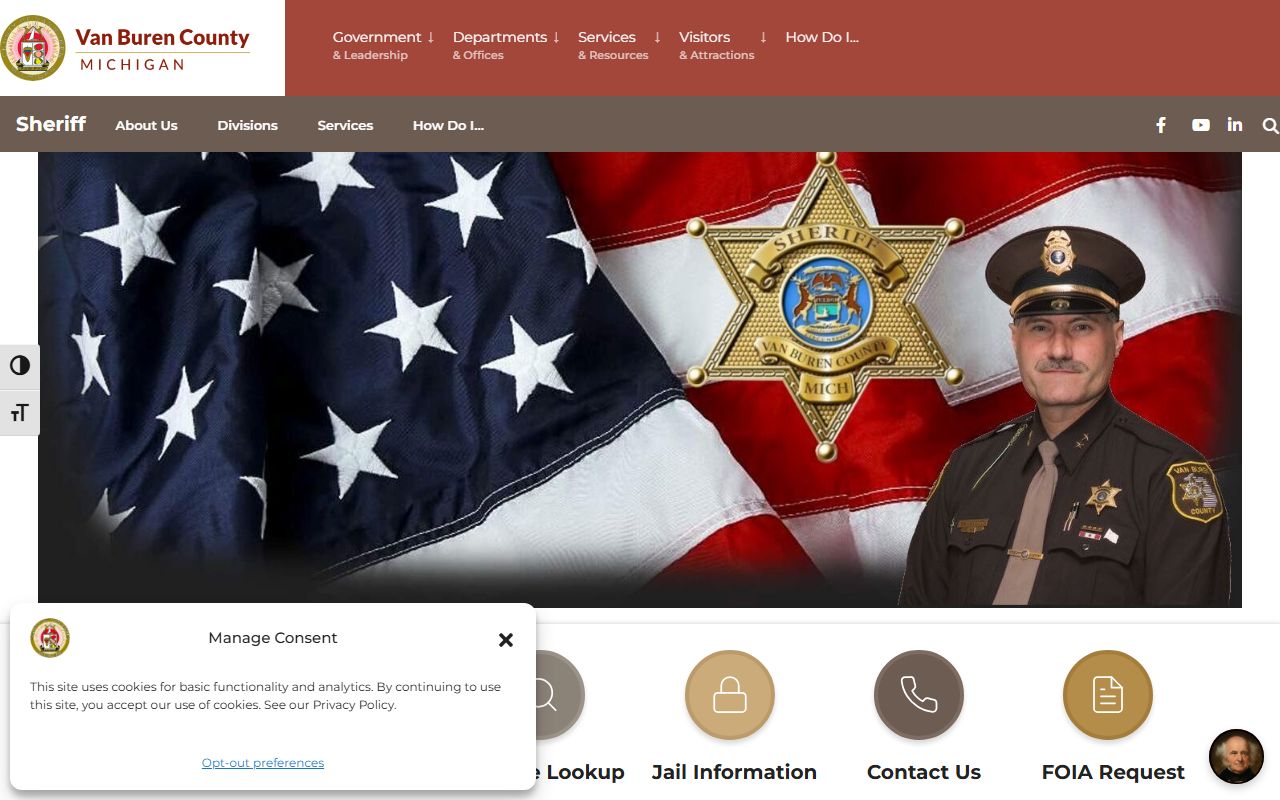 Van Buren County arrest records and the Sheriff's Office homepage