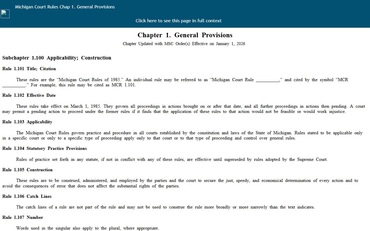 Van Buren County court records definition in Michigan Court Rules Chapter 1