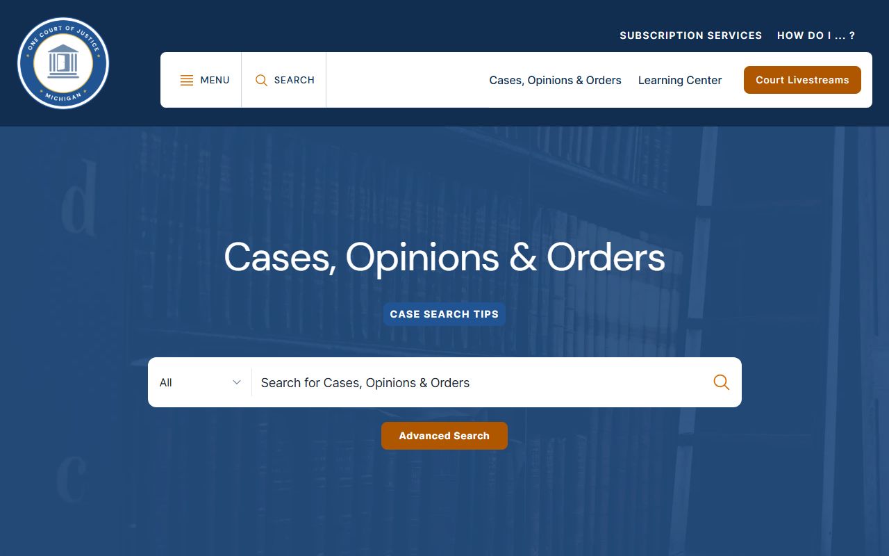 Van Buren County court records search on the Michigan Courts case search page
