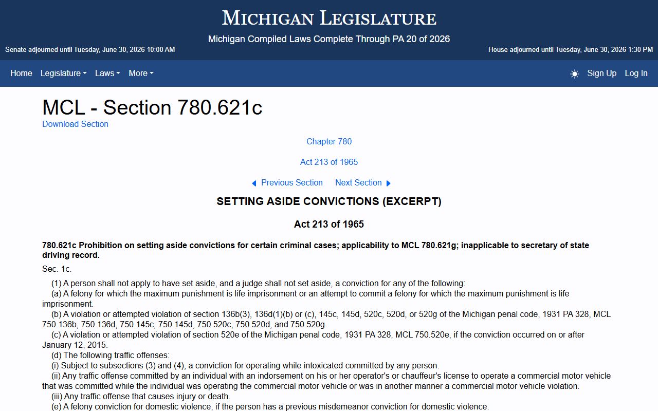 Van Buren County criminal court records and the Michigan set-aside statute