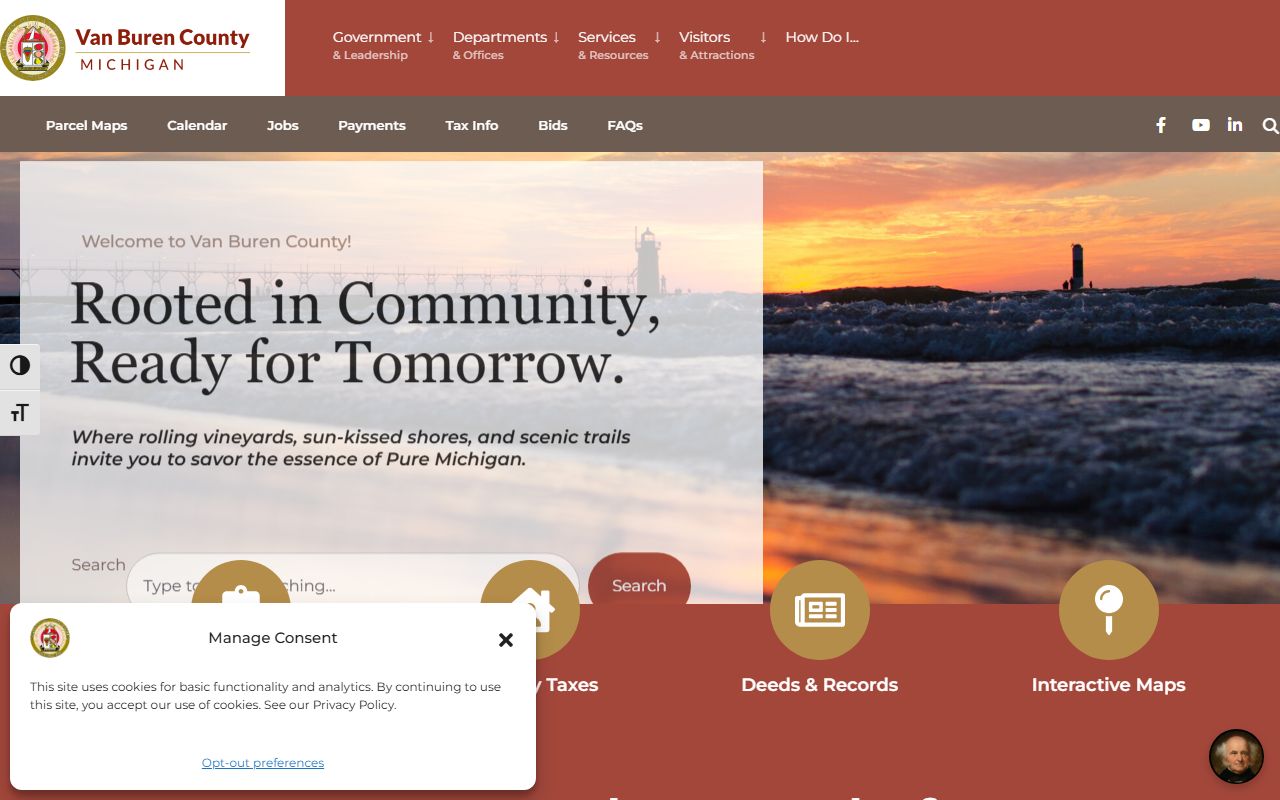 Van Buren County official homepage with court records links