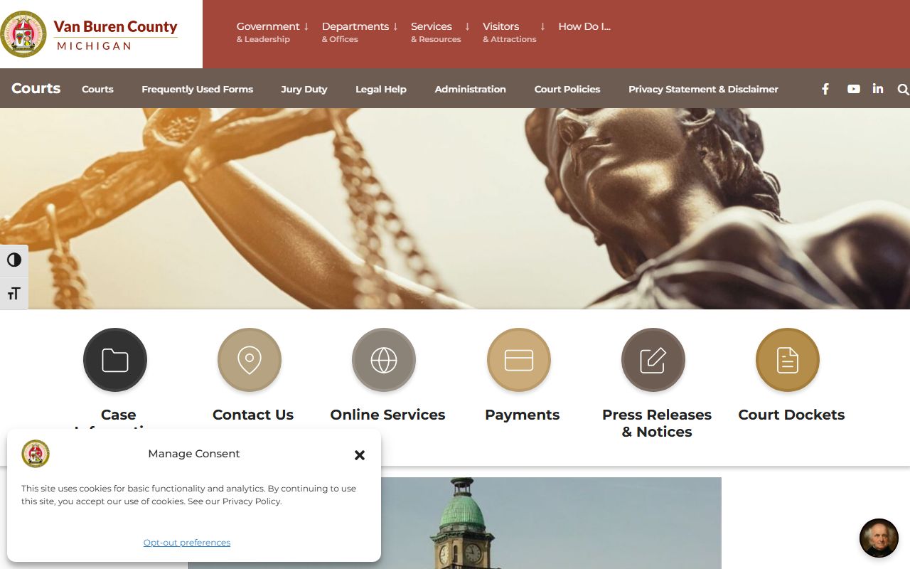 Van Buren County Court system departments and court records landing page