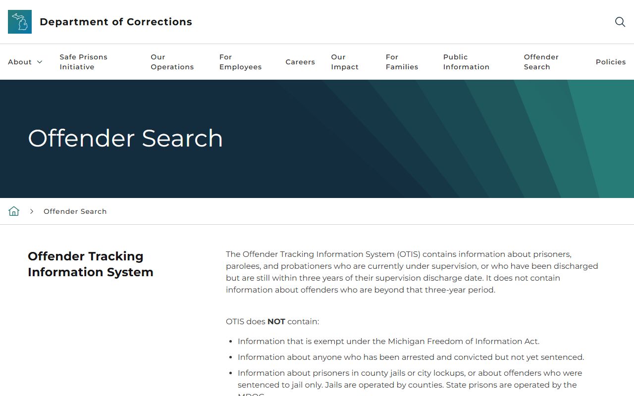 Van Buren County inmate records and Michigan MDOC OTIS statewide offender search