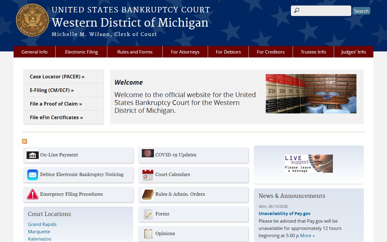 Federal bankruptcy court for the Western District of Michigan serving Van Buren County estates