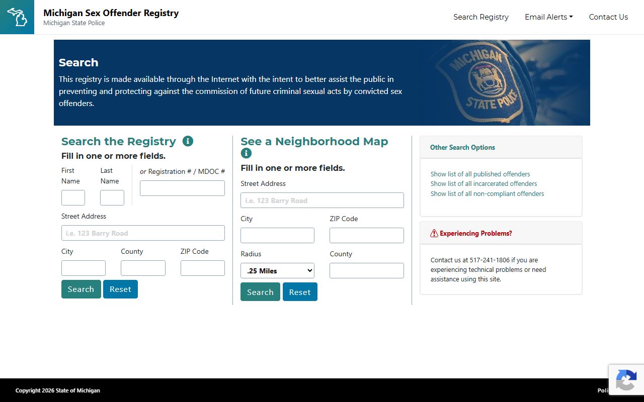 Van Buren County warrant records and Michigan public sex offender registry search