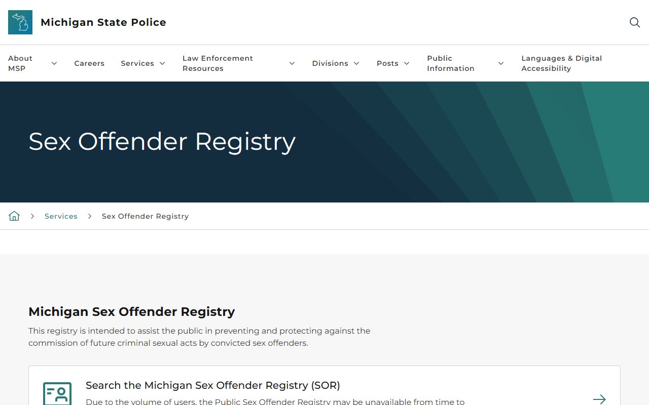 Van Buren County warrant records and Michigan sex offender registry information