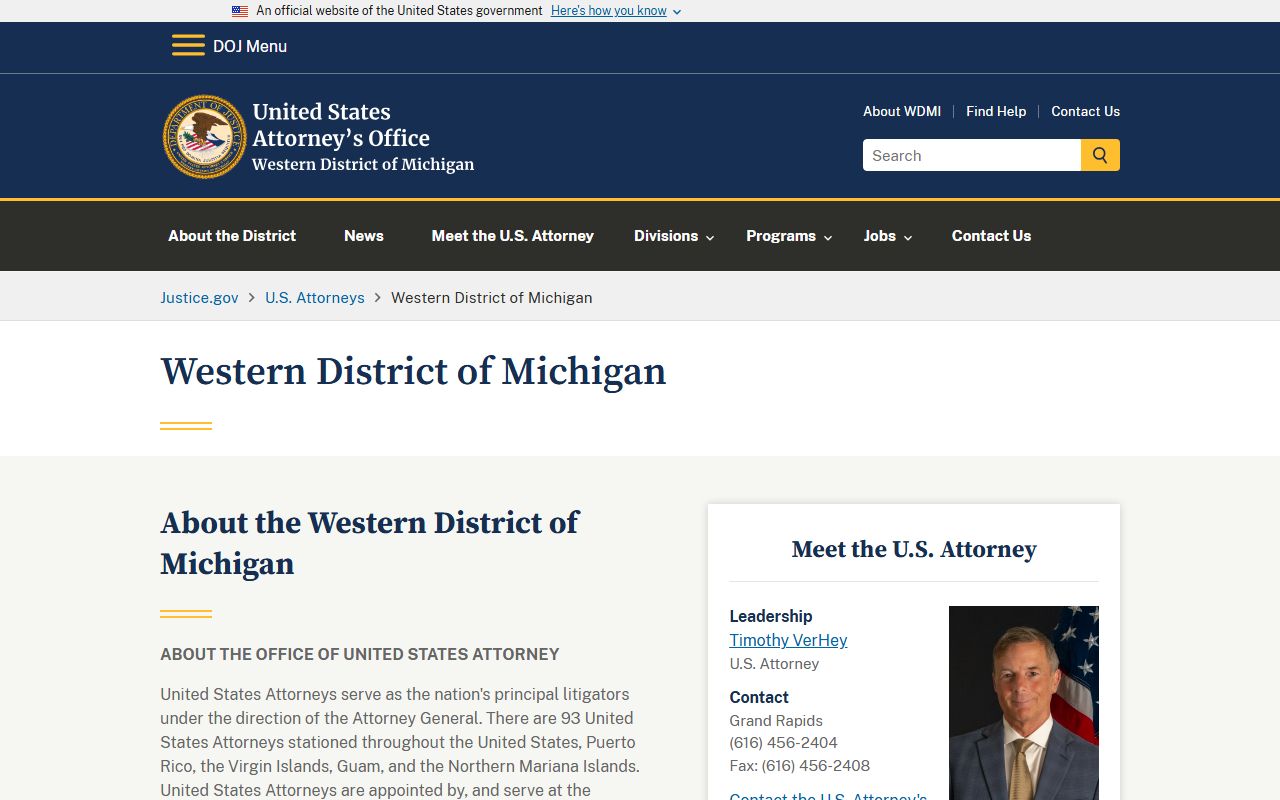 Van Buren County warrant records and U.S. Attorney Western District of Michigan federal cases